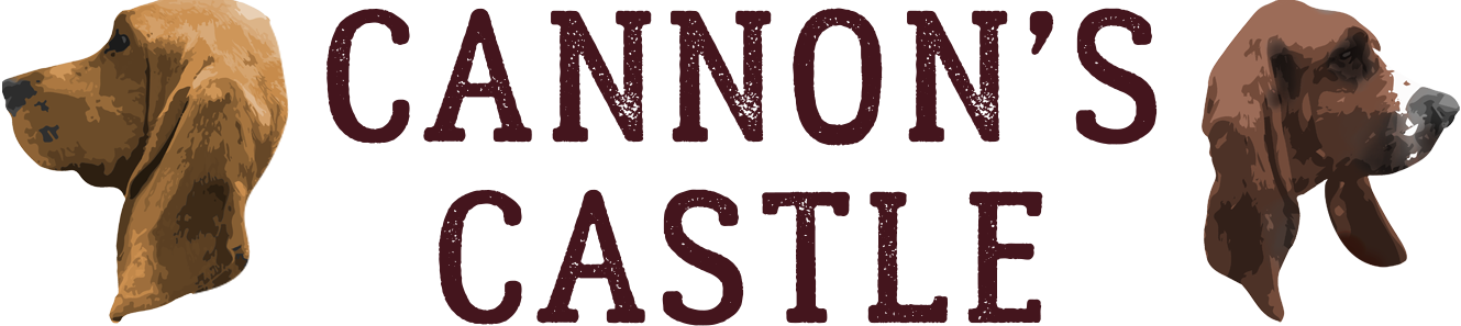 Cannon's Castle logo with two basset hounds